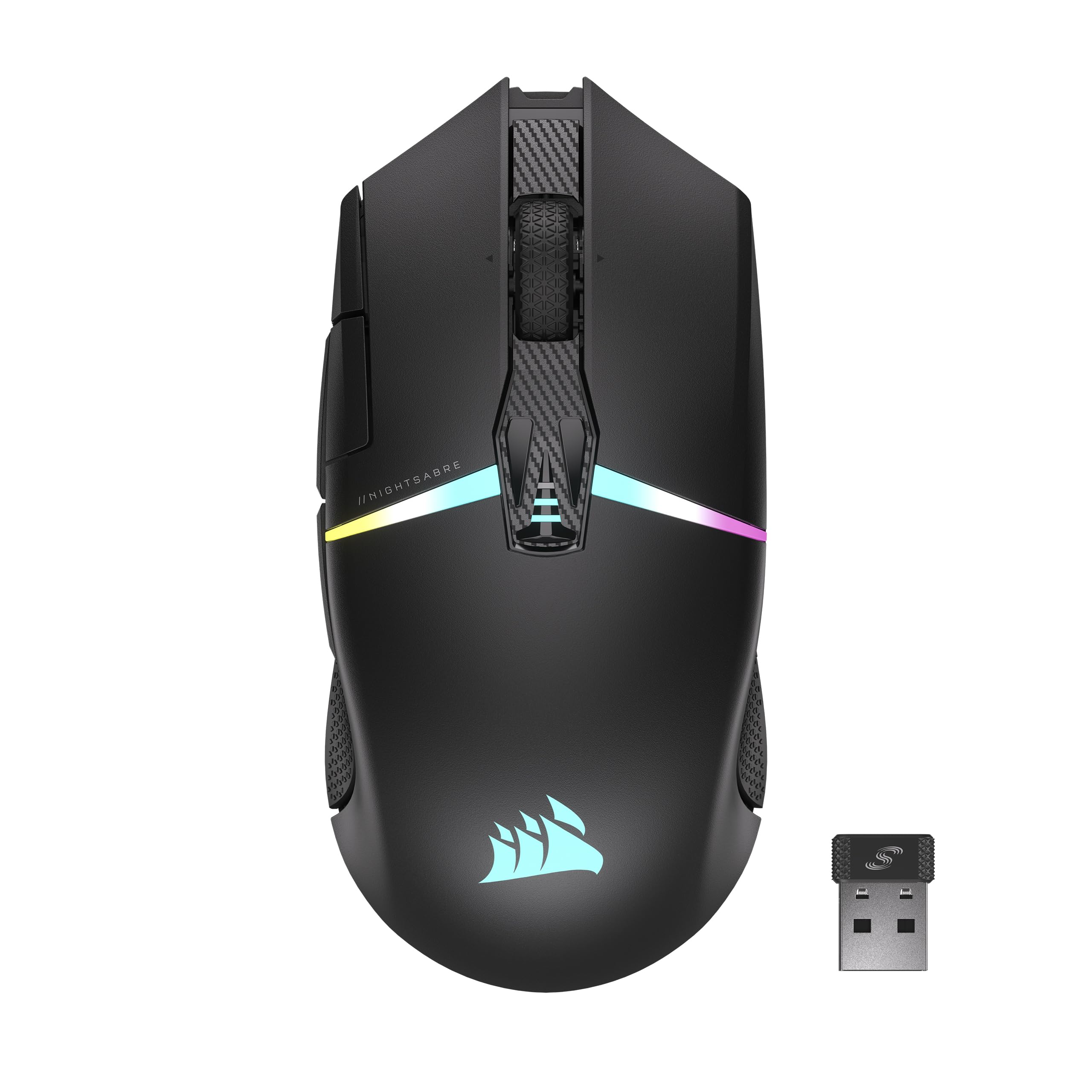 Corsair NIGHTSWORD RGB Ratón de Juego FPS/MOBA con Cable - 18.000 PPP - 10 Botones Programables - Sistema de Pesas - Compatible con iCUE - PC, Mac, PS5, PS4, Xbox - Negro