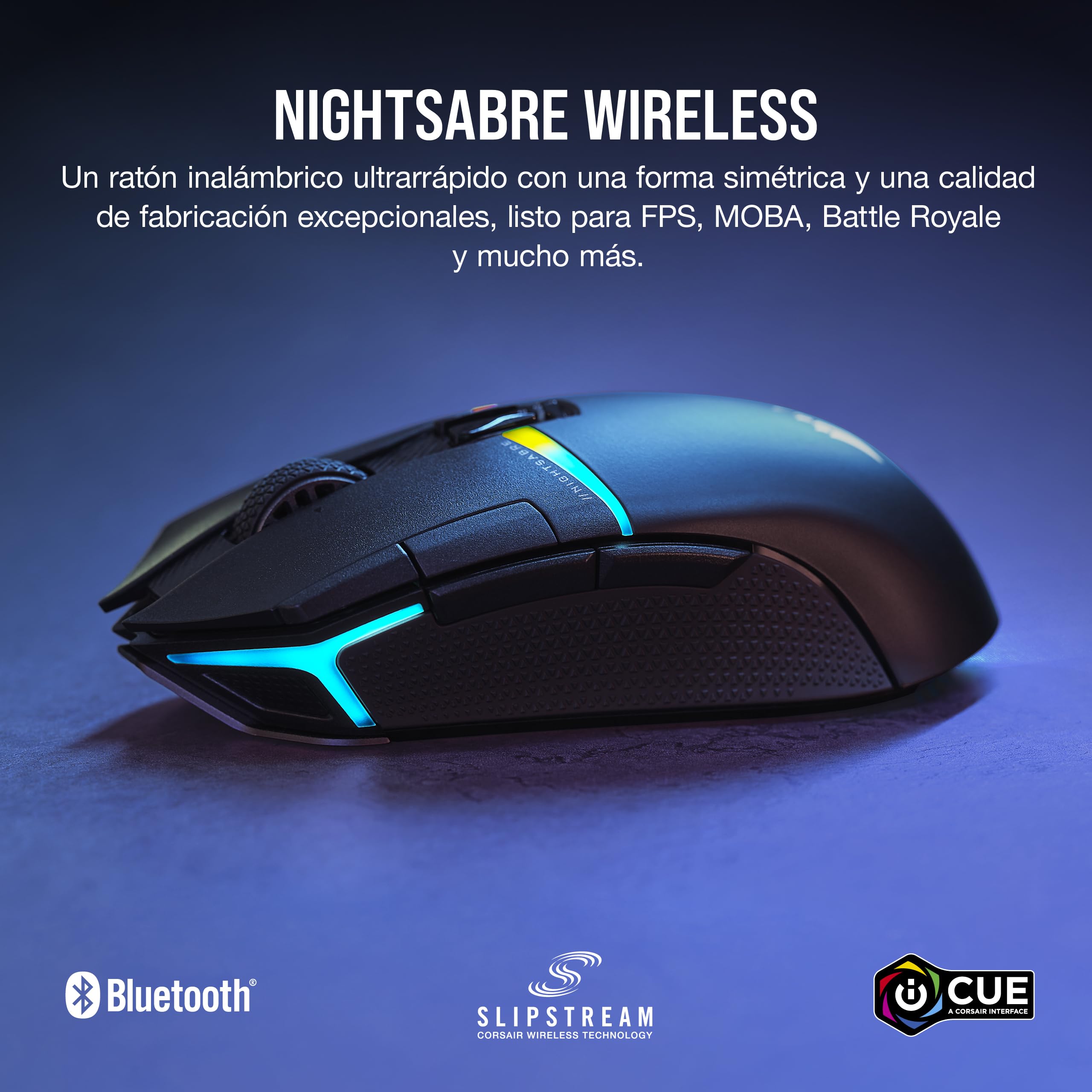 Corsair NIGHTSWORD RGB Ratón de Juego FPS/MOBA con Cable - 18.000 PPP - 10 Botones Programables - Sistema de Pesas - Compatible con iCUE - PC, Mac, PS5, PS4, Xbox - Negro